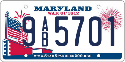 MD license plate 9AB5701