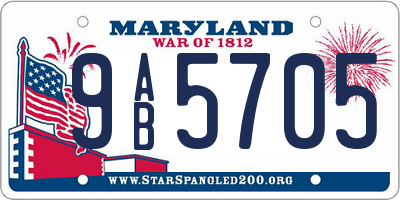 MD license plate 9AB5705