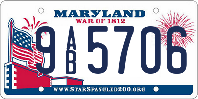 MD license plate 9AB5706