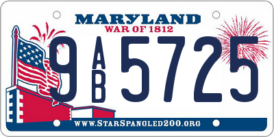 MD license plate 9AB5725