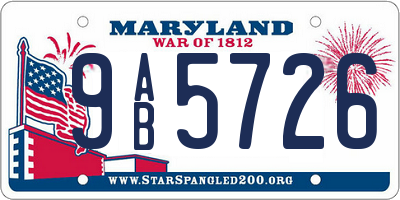 MD license plate 9AB5726