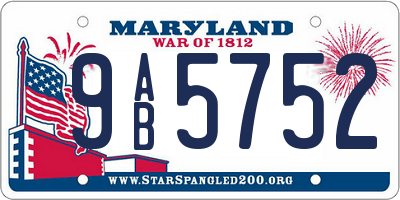MD license plate 9AB5752