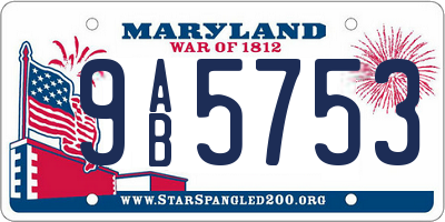 MD license plate 9AB5753