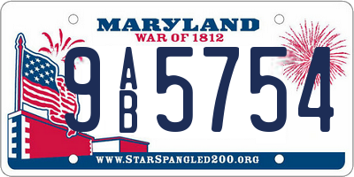 MD license plate 9AB5754