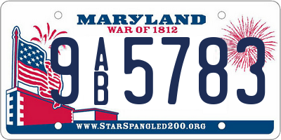 MD license plate 9AB5783