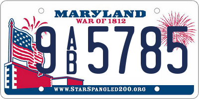 MD license plate 9AB5785