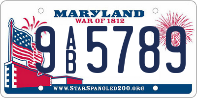 MD license plate 9AB5789