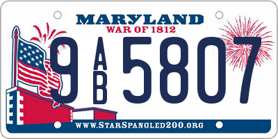 MD license plate 9AB5807