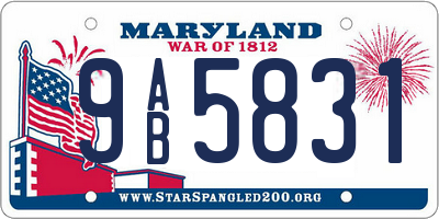 MD license plate 9AB5831
