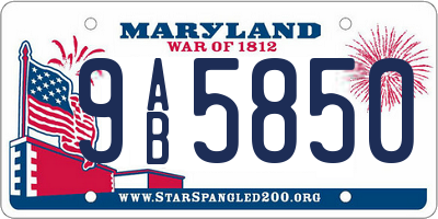 MD license plate 9AB5850