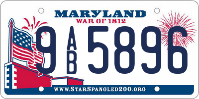 MD license plate 9AB5896