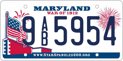 MD license plate 9AB5954