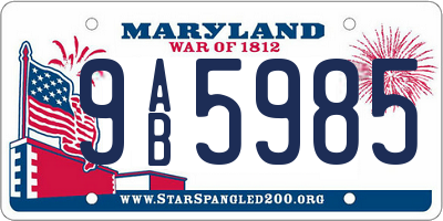 MD license plate 9AB5985