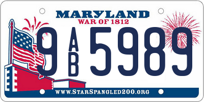 MD license plate 9AB5989