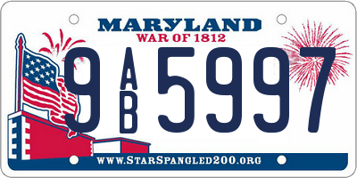 MD license plate 9AB5997
