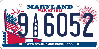 MD license plate 9AB6052