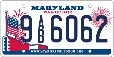 MD license plate 9AB6062