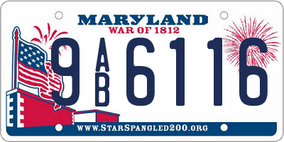 MD license plate 9AB6116