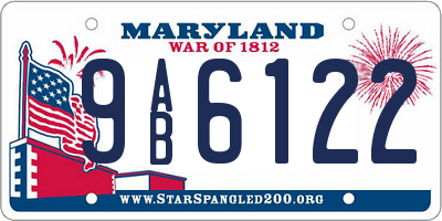 MD license plate 9AB6122