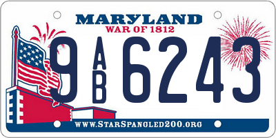 MD license plate 9AB6243