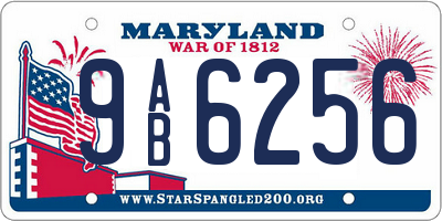 MD license plate 9AB6256