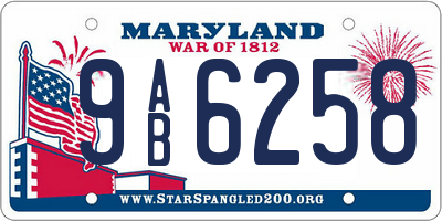 MD license plate 9AB6258