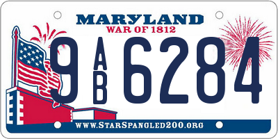 MD license plate 9AB6284