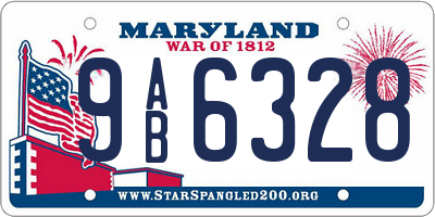 MD license plate 9AB6328