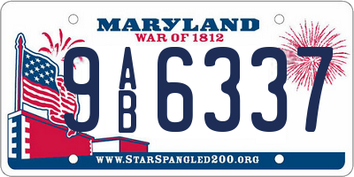 MD license plate 9AB6337