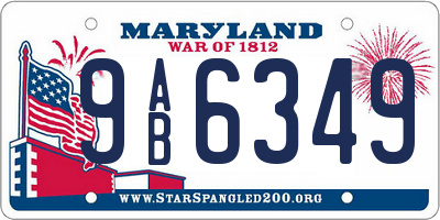 MD license plate 9AB6349