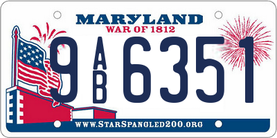 MD license plate 9AB6351