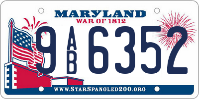 MD license plate 9AB6352