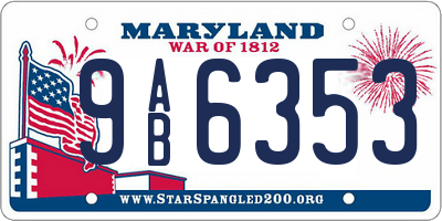 MD license plate 9AB6353