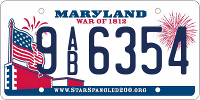 MD license plate 9AB6354