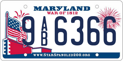 MD license plate 9AB6366
