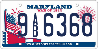 MD license plate 9AB6368