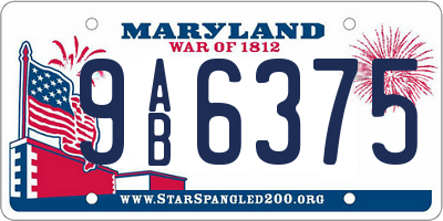 MD license plate 9AB6375