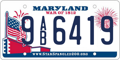 MD license plate 9AB6419