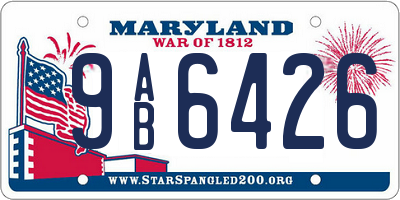 MD license plate 9AB6426