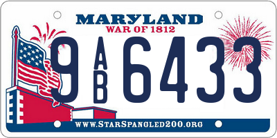 MD license plate 9AB6433