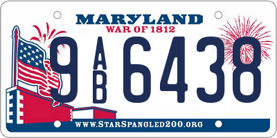 MD license plate 9AB6438