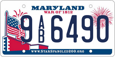 MD license plate 9AB6490