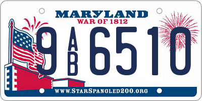 MD license plate 9AB6510