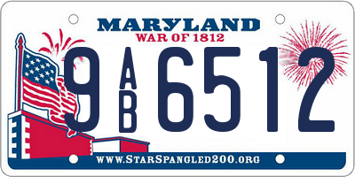 MD license plate 9AB6512