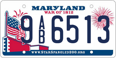 MD license plate 9AB6513
