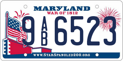 MD license plate 9AB6523