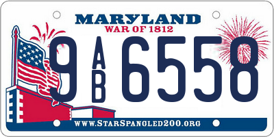 MD license plate 9AB6558