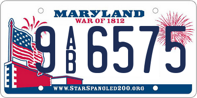 MD license plate 9AB6575