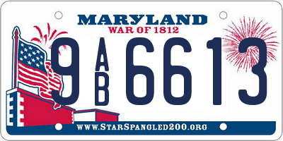 MD license plate 9AB6613