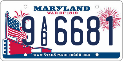 MD license plate 9AB6681